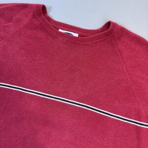 Old Navy Red Mens Pullover Crew Neck Sweater With Navy White Stripe Size XL